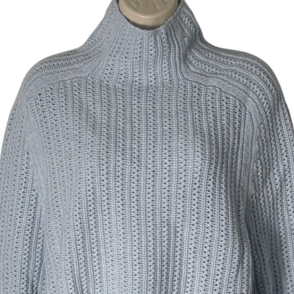 NWT Madewell Pointelle Stitch Mockneck Sweater Heather Pale Dawn Light Blue XXS - Picture 9 of 10